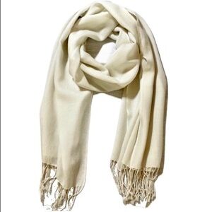Super Soft Cream Lightweight Fringe Scarf Shawl